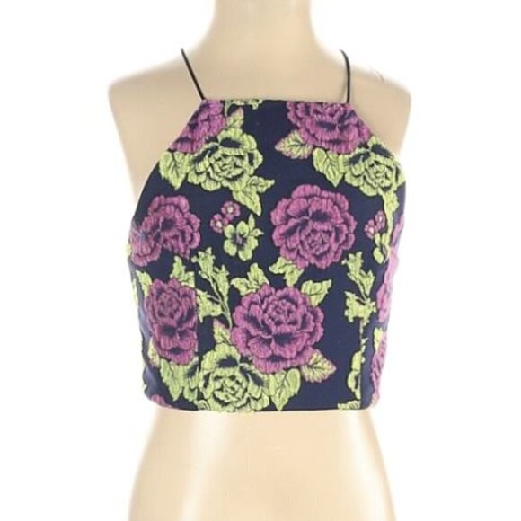 NEW NBD Floral Cross Criss Cross Tie Back Top - Picture 2 of 5